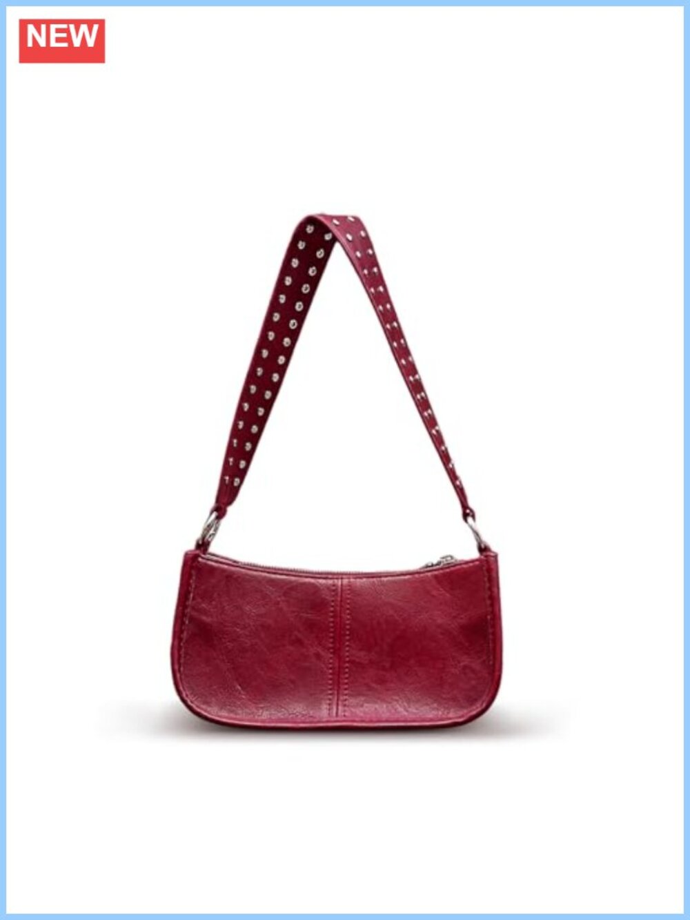 Y2K Studded Crossbody Bag PU Leather Shoulder Handbag 2 Straps